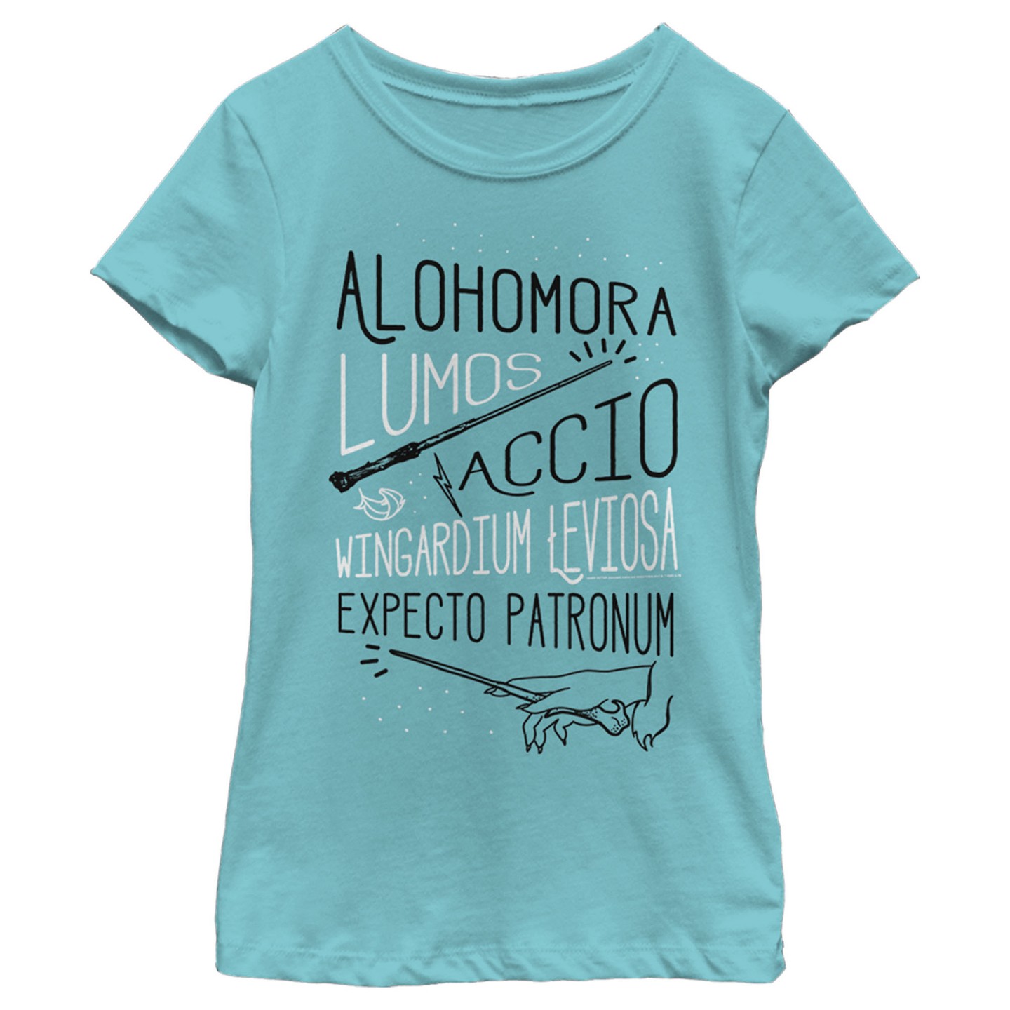 Футболка Harry Potter List of Spells T-Shirt - Tahiti Blue для девочек, цвет: Синий — фото 1