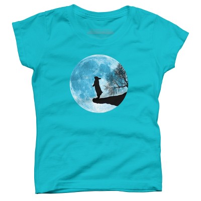 Girl's Design By Humans Moon Bunny By Maryedenoa T-Shirt