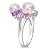 EVERLY JEWELRY | Sterling Silver Cultured Freshwater Pearl and 1 3/8 CT TGW Multi- Cocktail Ring - 2 of 4