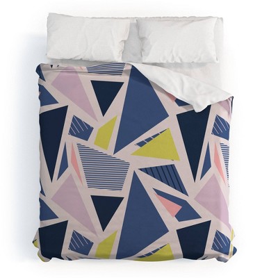 Twin Extra Long Mareike Bohmer Color BlocTriangles Duvet Set Blue - Deny Designs