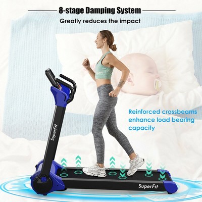 Navy Blue Foldable Electric Treadmill with LED Display