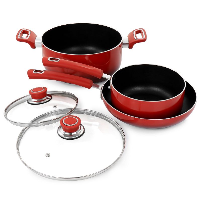 Oster 7 Piece Non Stick Aluminum Cookware Set in Red, 2 of 11