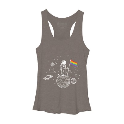 Adult Design By Humans Astronaut Rainbow Flag Space Pride By Avocato Racerback Tank Top