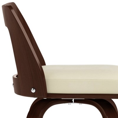 Cream Faux Leather and Walnut Wood Counter Stools, Set of 2