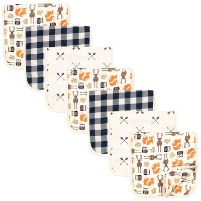 Hudson Baby Infant Boy Muslin Burp Cloth 7pk, Forest, One Size