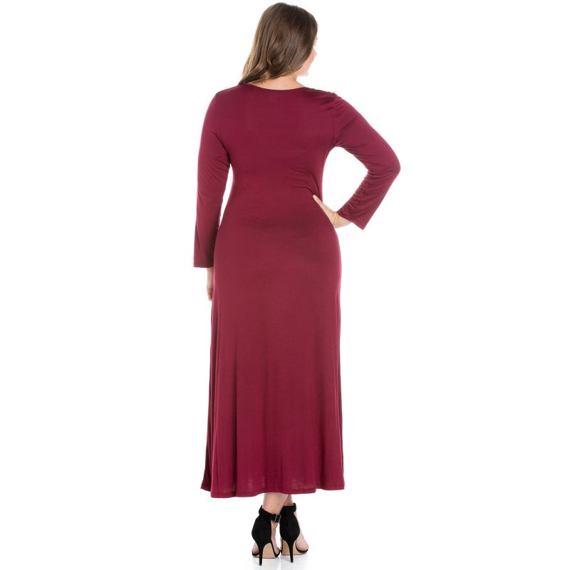 24seven Comfort Apparel Womens Long Sleeve Plus Size Maxi Dress, 3 of 5