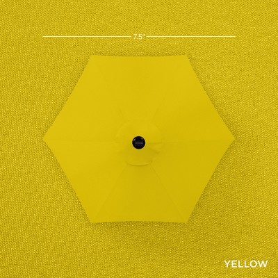7.5ft Yellow Solar Patio Umbrella with LED Lights and Steel Pole