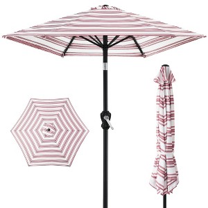 Best Choice Products 10ft Outdoor Steel Striped Market Patio Umbrella w/ Crank, Tilt Push Button, 6 Ribs - 1 of 4