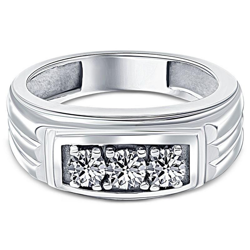 Pompeii3 3/4ct Diamond Mens 14K White Gold Wedding Ring, 4 of 6