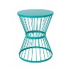 Okak 16" Outdoor/Indoor Side Table Modern Iron End Table Hourglass Open Cage Design Decorative Bistro Table for Patio Garden Yard Deck, Teal - 4 of 4