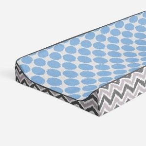 Bacati - Gray Zigzag Blue Dots Muslin Changing Pad Cover.... - 1 of 4