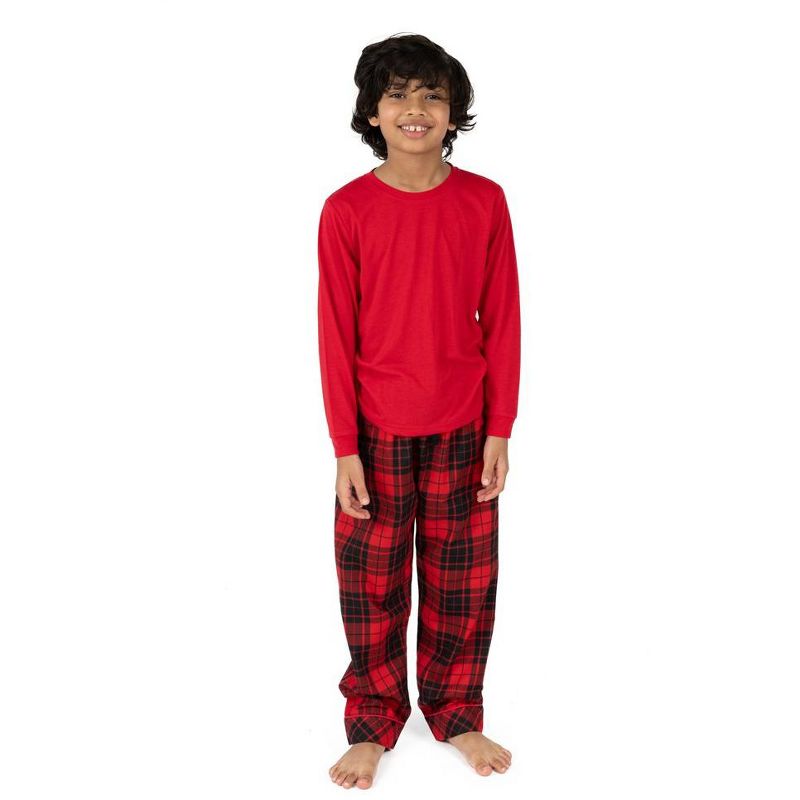 Leveret Kids Poly Top and Flannel Feel Pants Christmas Pajamas, 2 of 3