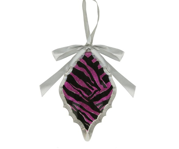 Allstate 5.75" Glittered Zebra Print Diamond Prism Christmas Ornament - Pink