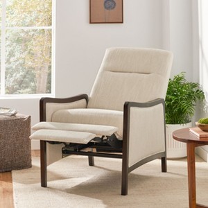KWPZQEB Mid-Century Modern Push Back Recliner, Fabric Armchair with Hight Back & Footrest, Comfy Recliner Chair for Living Room, Bedroom - 1 of 4
