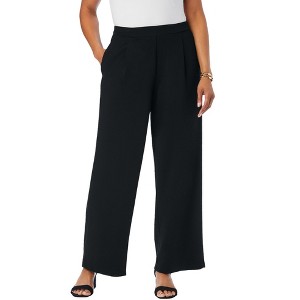Jessica London Stretch Knit Crepe Wide Leg Pant - 1 of 4