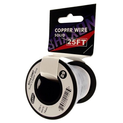 Shaxon 25' Solid Copper 14 AWG Wire On Spool White SO14-25WT