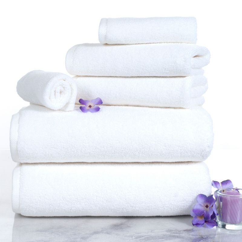 Hastings Home Zero Twist Collection 100% Cotton Towel Set - White, 6 Pieces, 2 of 7