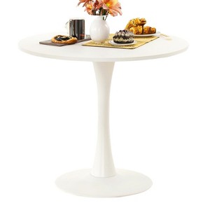 Fontoi Dining Tables, Round Dining Table for 2-4 People with Metal Pedestal Base and Wood Tabletop for Home Office, White, 31.5"*31.5"*28.74" - 1 of 4