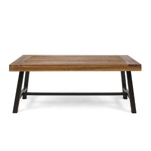 NAYSAYE Patio End Table Carlisle Coffee Table with Acacia Wood and Slat Panel Design for Outdoor Use, Beige, 45.75"*24"*18" - 1 of 4