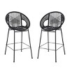 Outdoor PE Wicker Woven Barstools Set of 4,Patio Barstools with ron Frame,Modern Armrests Barstools for Poolside or Balcony-Coolbibila - 2 of 4