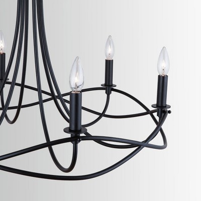 Elegant Matte Black 6-Light Crystal Plug-In Chandelier