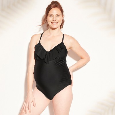 black one piece ruffle swimsuit