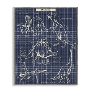 Stupell Industries Vintage Dinosaur Blueprints Dino Fact Framed Giclee Art - 1 of 4