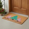 HomeRoots 24" X 36" Brown Green And Pink Christmas Trees Merry Christmas Outdoor Coir Door Mat - 2 of 4