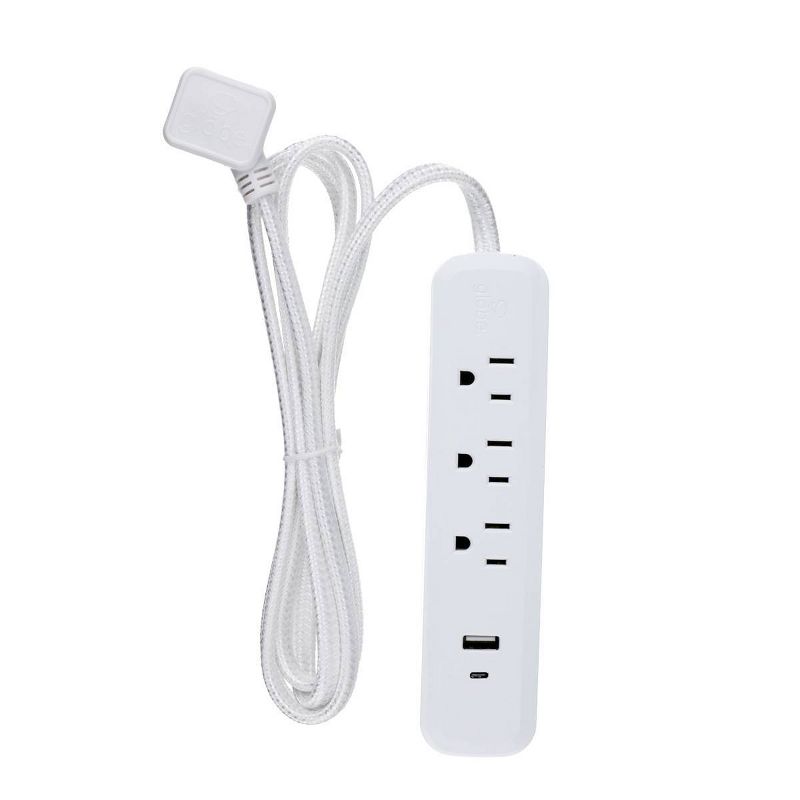 Globe Electric 6&#39; 3 Outlet Extension Cord White, 1 of 4
