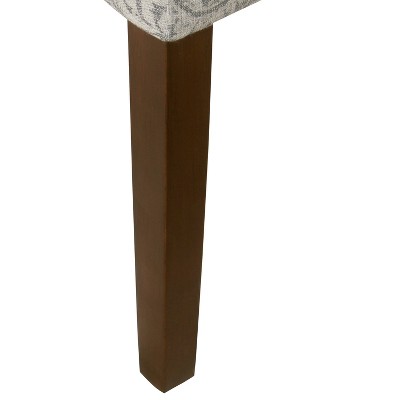 Floral Gray Linen Upholstered Parsons Side Chair Set