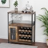 Wine Bar Cabinet, 3-Tier Detachable Wine Rack, Adjustable Shelves, Glass Holders, Mesh Door & Baffle – Small Buffet Sideboard - 3 of 4