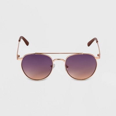 Women's Round Metal Sunglasses - A New Day™ Gold