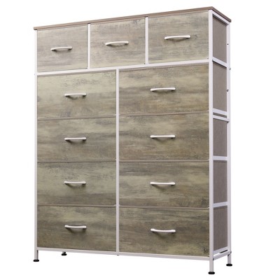 11-Drawer Tall Fabric Dresser Storage Tower with Steel Frame and Wood Top, Chest of Drawers Organizer Unit for Bedroom, Closet, Hallway