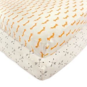 Touched by Nature Baby Boy Organic Cotton Crib Sheet, Fox, One Size - 1 of 1
