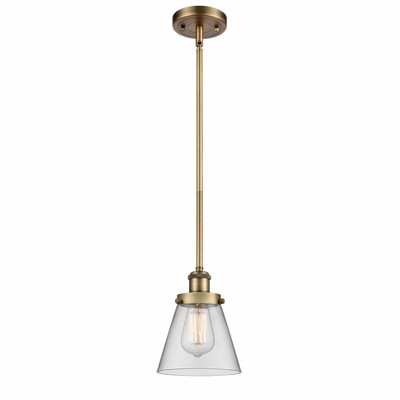 Cone - 1 Light Stem Hung Mini Pendant In Industrial Style-9 Inches Tall and 6 Inches Wide