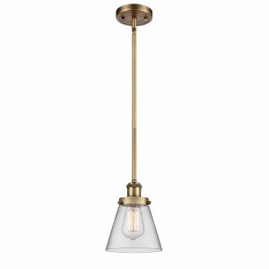 Cone - 1 Light Stem Hung Mini Pendant In Industrial Style-9 Inches Tall and 6 Inches Wide - 1 of 1