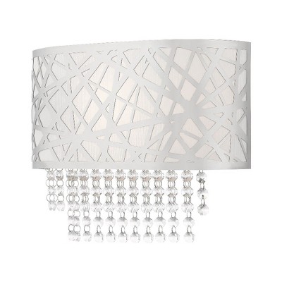 Polished Chrome Laser-Cut 1-Light Wall Sconce with Crystals