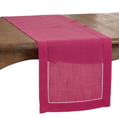 120" x 16" Polyester Hemstitched Border Table Runner Pink - Saro Lifestyle