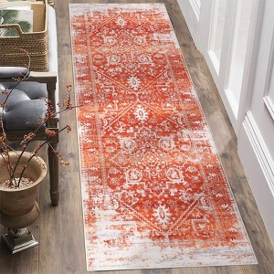 Vintage Area Rugs Low Pile Washable Rug Traditional Distressed Non Slip Accent Rug Stain Resistant Decoration Carpet for Living Room - 1 of 4