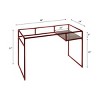 INFURNIC Writing Desk Rectangular Modern Desk with Glass Top and Open Storage Compartment for Stylish Office, Red, 24"*48"*31" - 4 of 4
