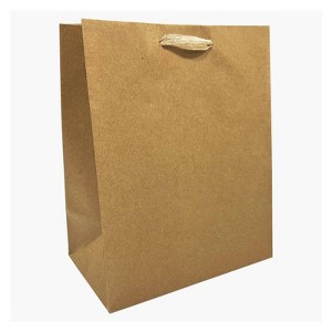 Bows And Sparkles Small Gift Bag Kraft Natural - 1 of 3