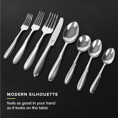 26-Piece Polished Stainless Steel Flatware Set with Beveled Edges