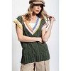 Slickblue Women's Cable Knit Pullover Sweater Vest, Boxy Oversized Fit, V-Neck, Forrest Green, Size S - 2 of 4