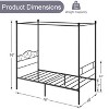 VECELO Metal Canopy Bed Frame, Twin Size Bed Frame with Headboard & Footboard, Heavy Duty Steel Slats, No Box Spring Needed Platform Bed - 3 of 4