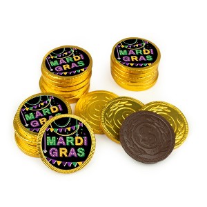 84ct Mardi Gras Candy Party Favors Chocolate Coins  (84 Pack)  - By Just Candy - 1 of 3