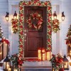 MOEPISY 6ft Pre-lit Garland,red Gold Christmas Poinsettia Garland with 25 LED Light - 3 of 4