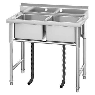 Stainless Steel Sink, Commercial Kitchen Prep & Utility Sink Free Standing Restaurant Laundry Garage Bar Workshop