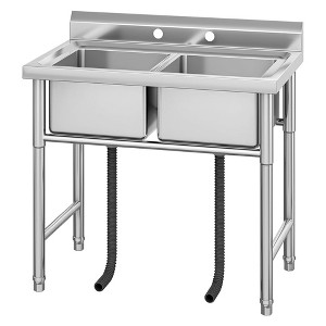 Stainless Steel Sink, Commercial Kitchen Prep & Utility Sink Free Standing Restaurant Laundry Garage Bar Workshop - 1 of 4