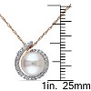EVERLY JEWELRY | 10K Rose Gold 8 - 8.5 MM Cultured Freshwater Pearl and Diamond Swirl Halo Necklace - 17 inch - 4 of 4