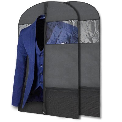 43-Inch Gusseted Travel Garment Bag – Durable Woven Suit Bag With Clear Window & 2 Large Pockets (6.5x24, Black)